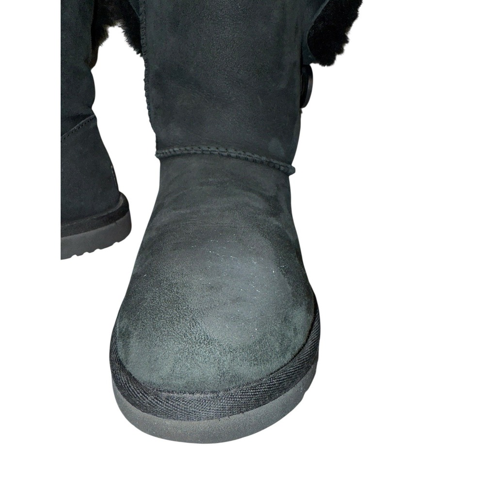 UGG Australia Mini Bailey Button II Logo Sheepskin Boots Black Women's Sz 7 - Picture 5 of 6